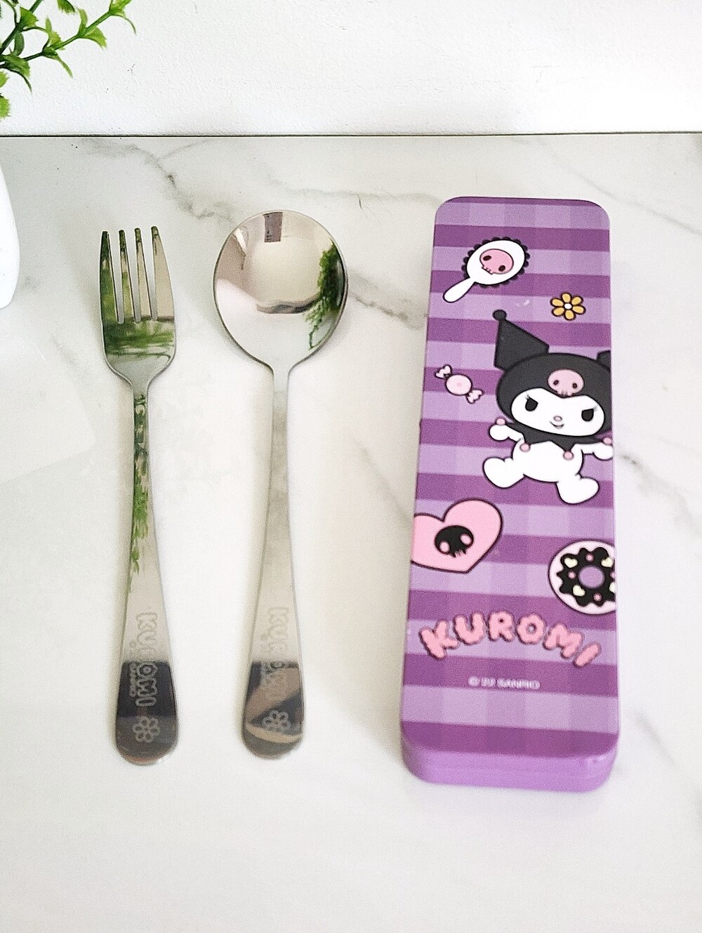 Sanrio Kuromi Interesting Adventure Stainless Steel Flatware Set with Case 7" MI